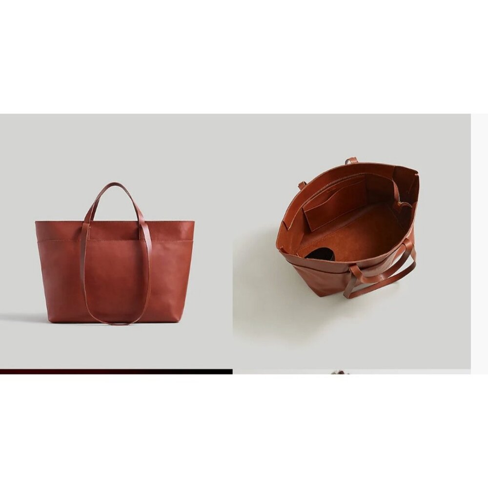 Madewell $198 The Zip-Top Essential Tote Warm Cinnamon NN594 D3